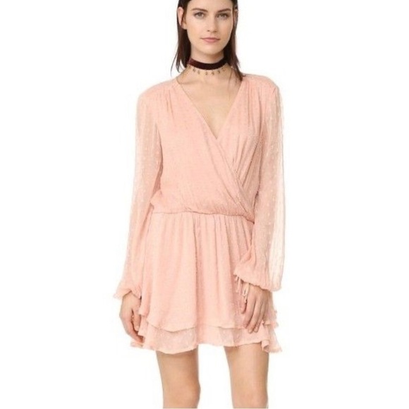 Free People Long Sleeve Daliah‎ Mini Dress in Peach Size Extra Small - Picture 11 of 12